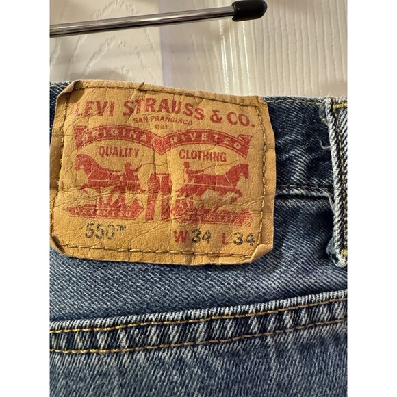 LEVIS 550 MENS RED TAB BLUE DENIM JEANS TAG SIZE 34 X 34 Nicely Worn Classic - Picture 6 of 10